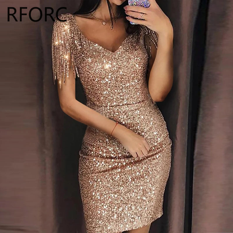 robe a paillette doré