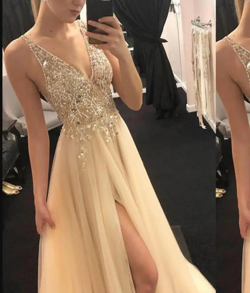 robe beige doré