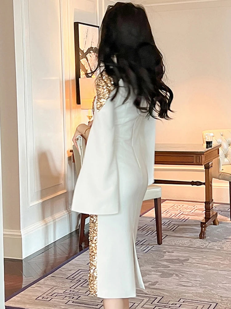 robe blanche dorée
