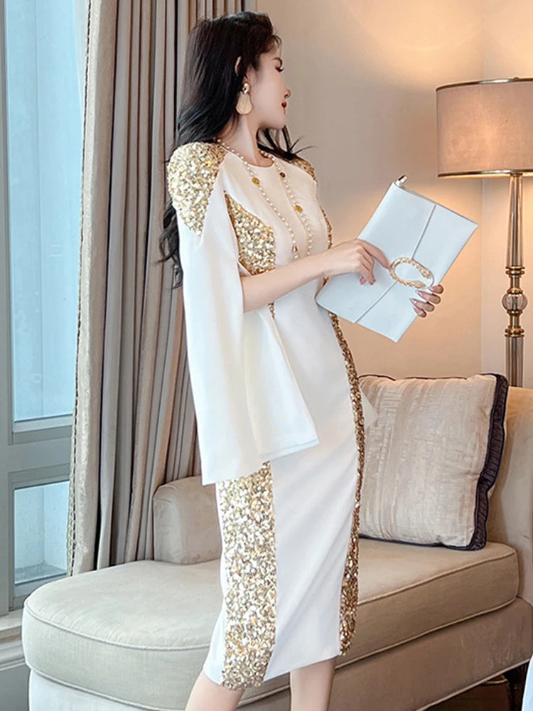 robe blanche dorée