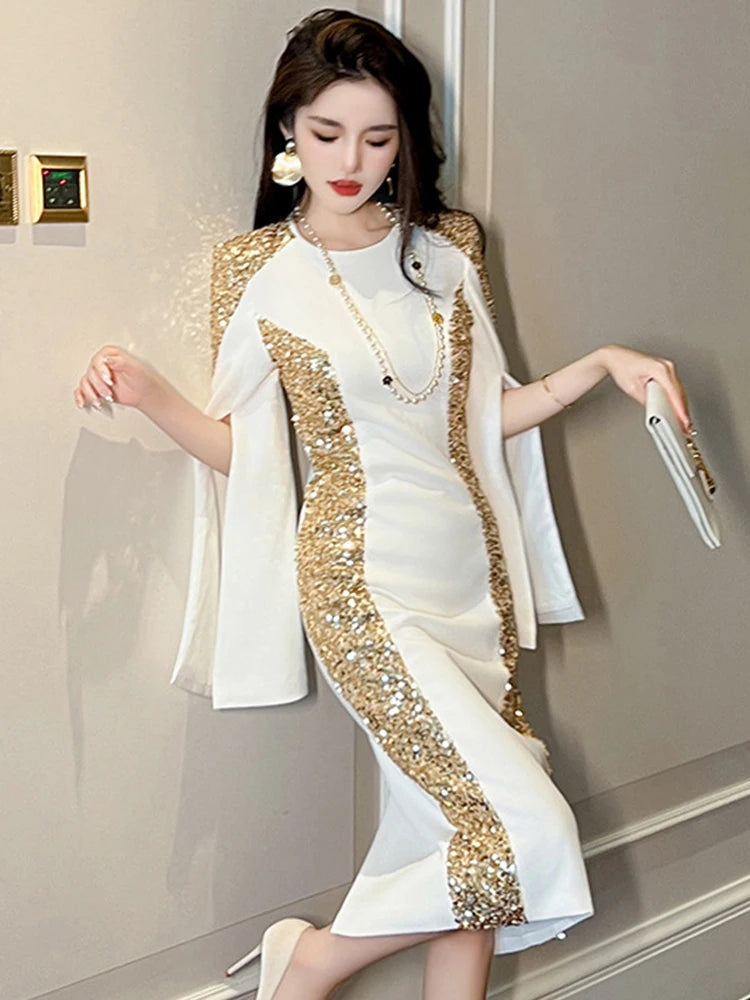 robe blanche dorée