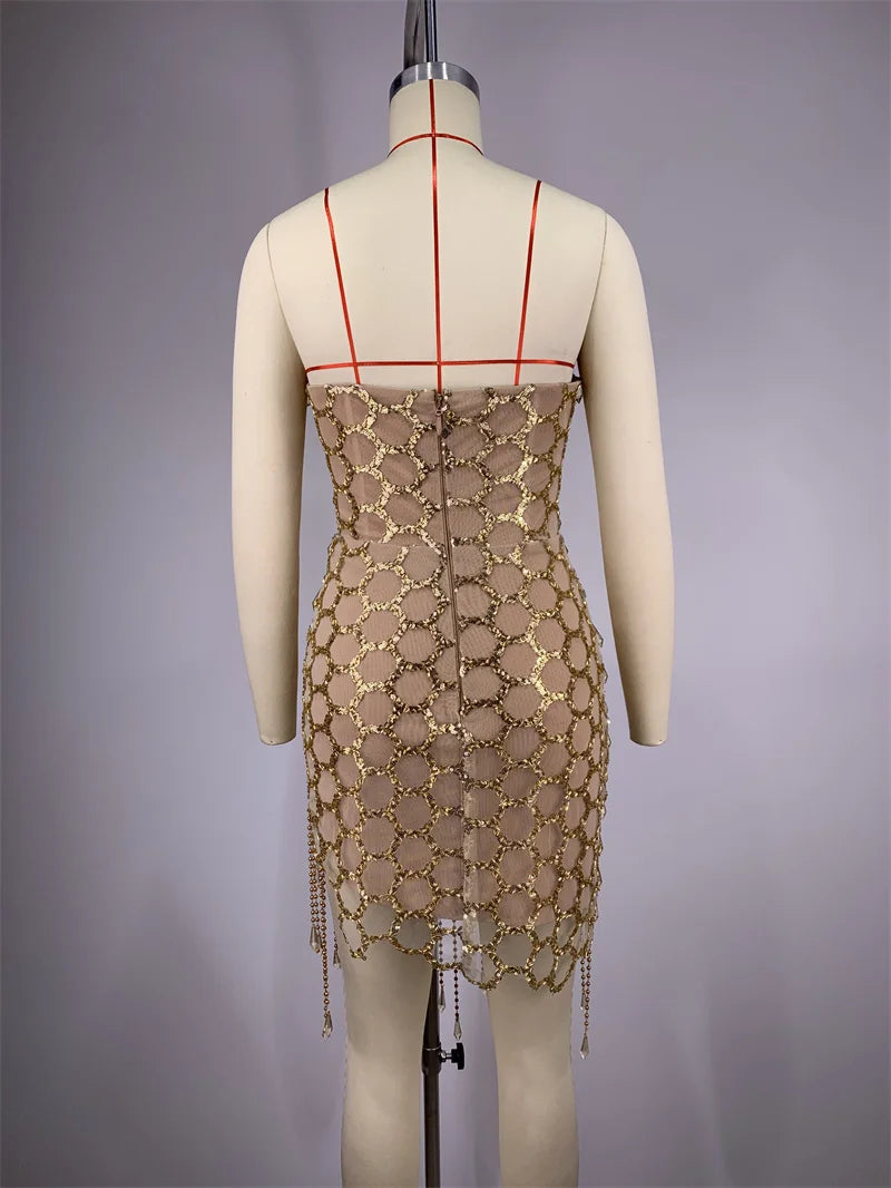 robe courte sequin doré