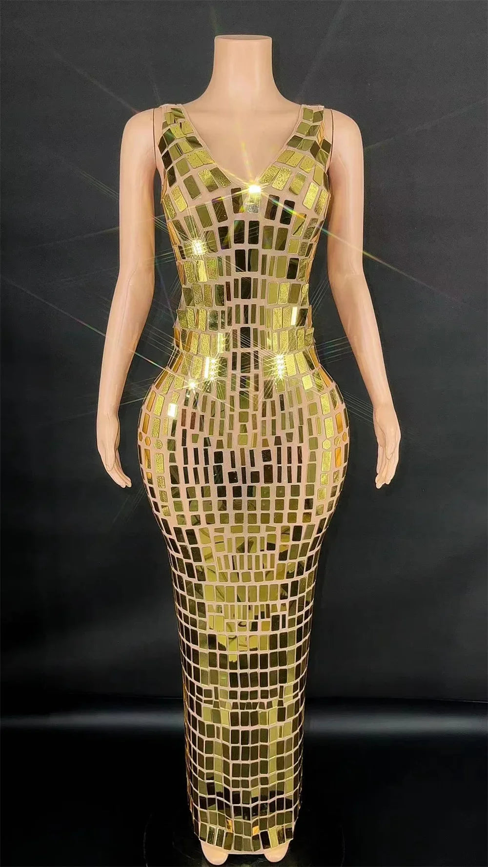 robe de soirée longue dorée