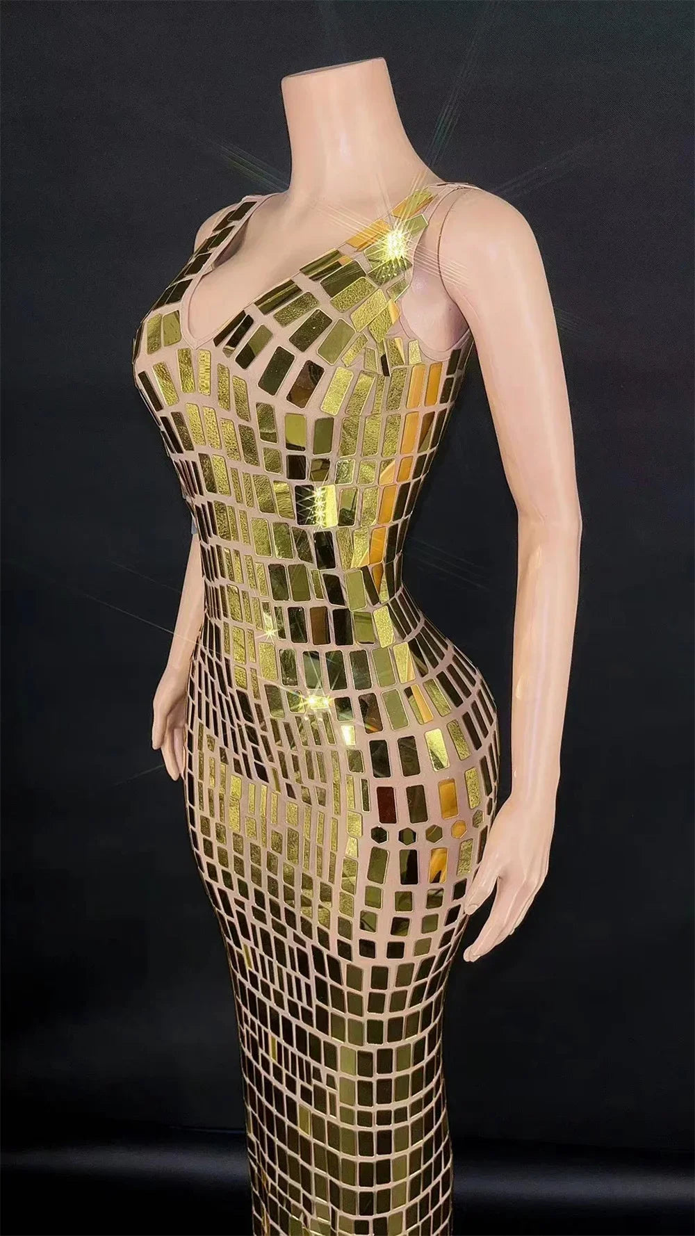 robe de soirée longue dorée