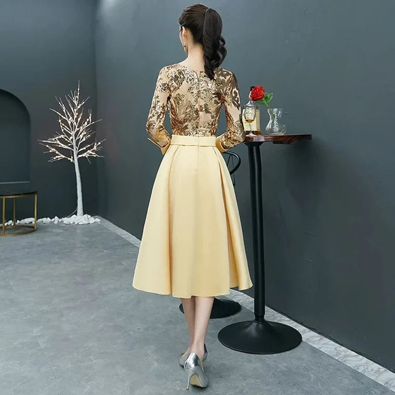 robe dorée mariage demoiselle d'honneur