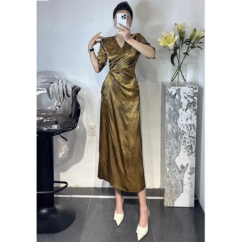 robe longue champagne doré
