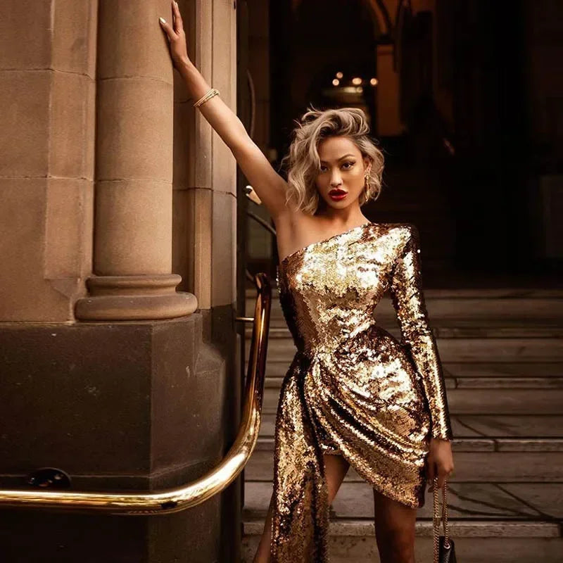 robe sequin doré femme
