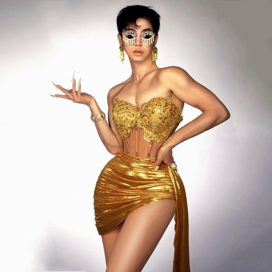 Robe bustier doré