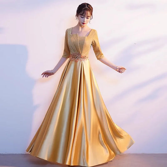 Robe longue doré