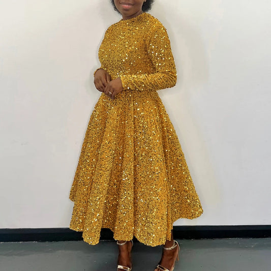Robe à paillettes doré