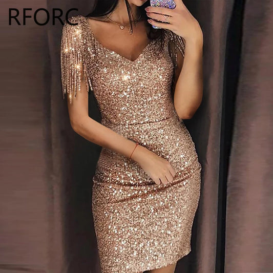 robe a paillette doré