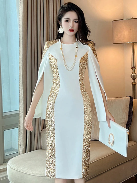 robe blanche dorée