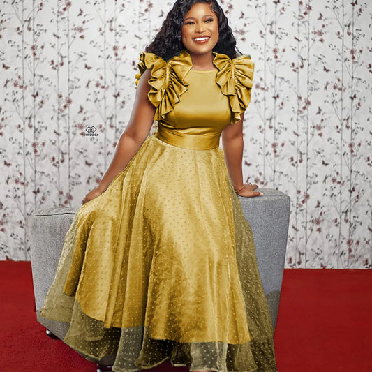 robe ceremonie dorée