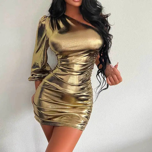 robe de soirée dorée courte