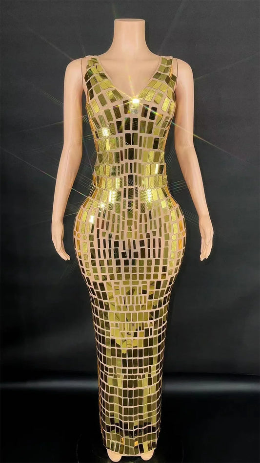 robe de soirée longue dorée