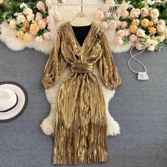 robe doré femme