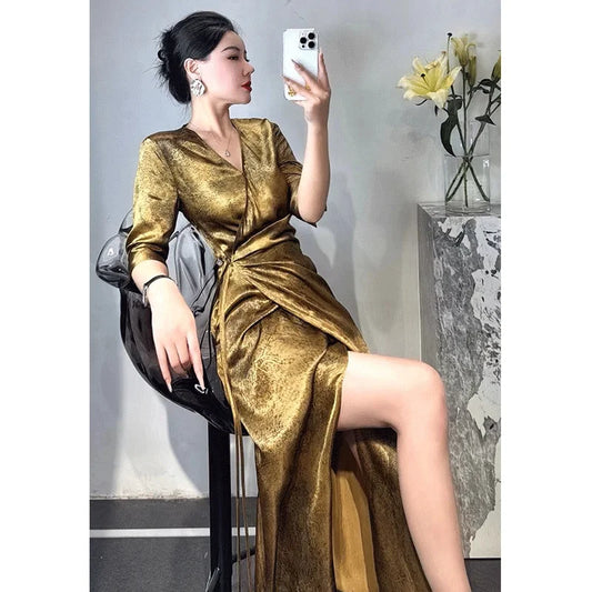 robe longue champagne doré