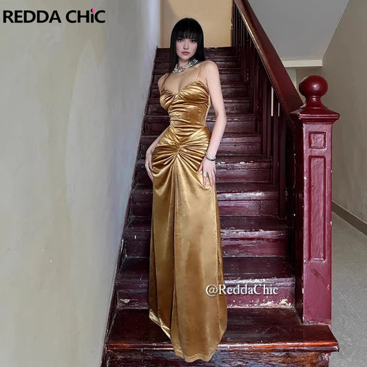 robe longue dorée femme