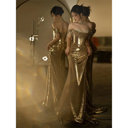 robe paillettes doré